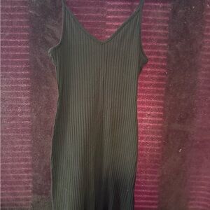 H&M Black Ribbed Midi Dress